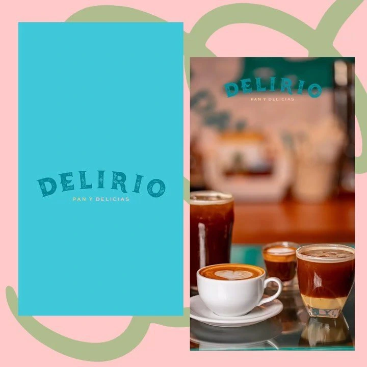 Pieza gráfica de Delirio con café y menú